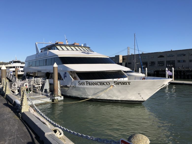 The Aquathlon start boat, the Hornblower's San Francisco Spirit